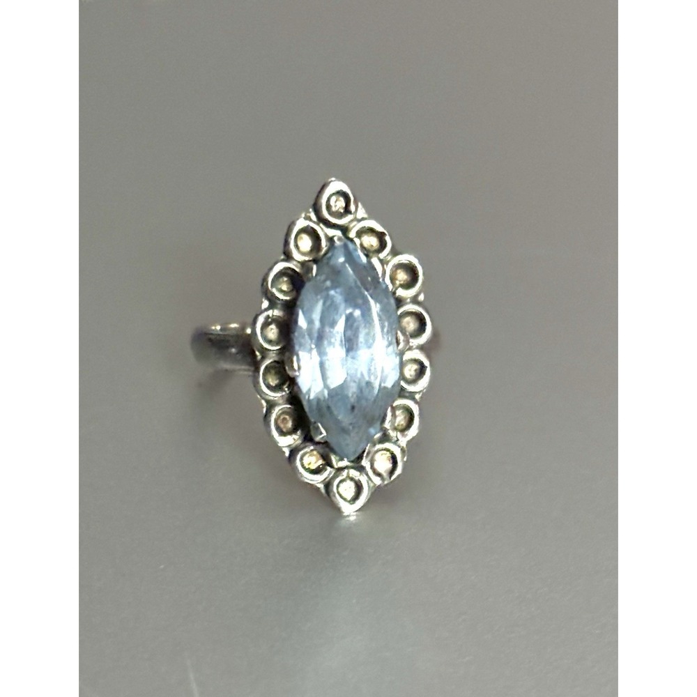 vintage Blue Topaz‎ Ring signed 925 Mexico